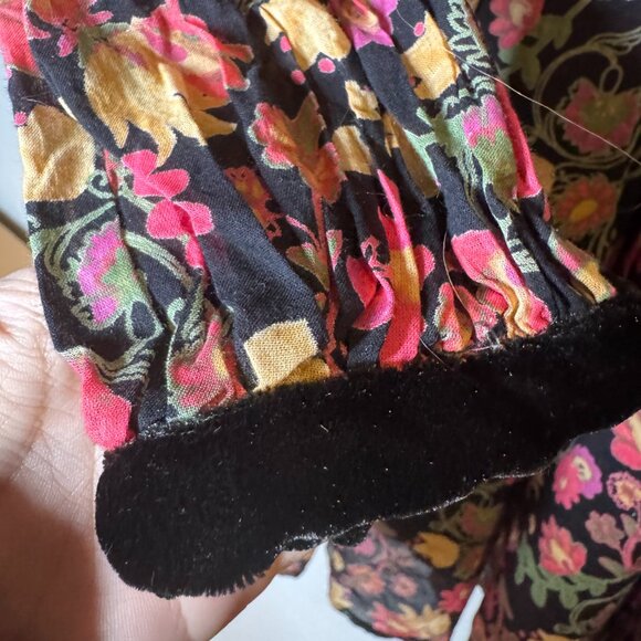 Free People Marsha Black Combo Floral Velvet Boho Mini Dress Size L NWT - Picture 9 of 13